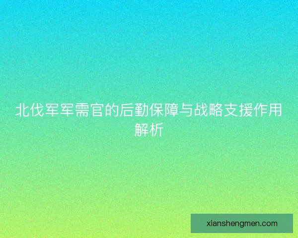 北伐军军需官的后勤保障与战略支援作用解析
