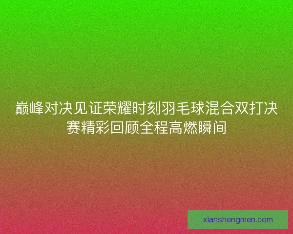 巅峰对决见证荣耀时刻羽毛球混合双打决赛精彩回顾全程高燃瞬间 巅峰对决见证荣耀时刻羽毛球混合双打决赛精彩回顾全程高燃瞬间